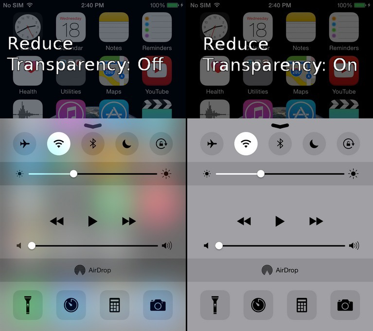 Decrease the UI Transparency Apple