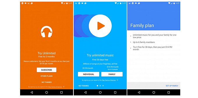 Google Play Music Family Plan